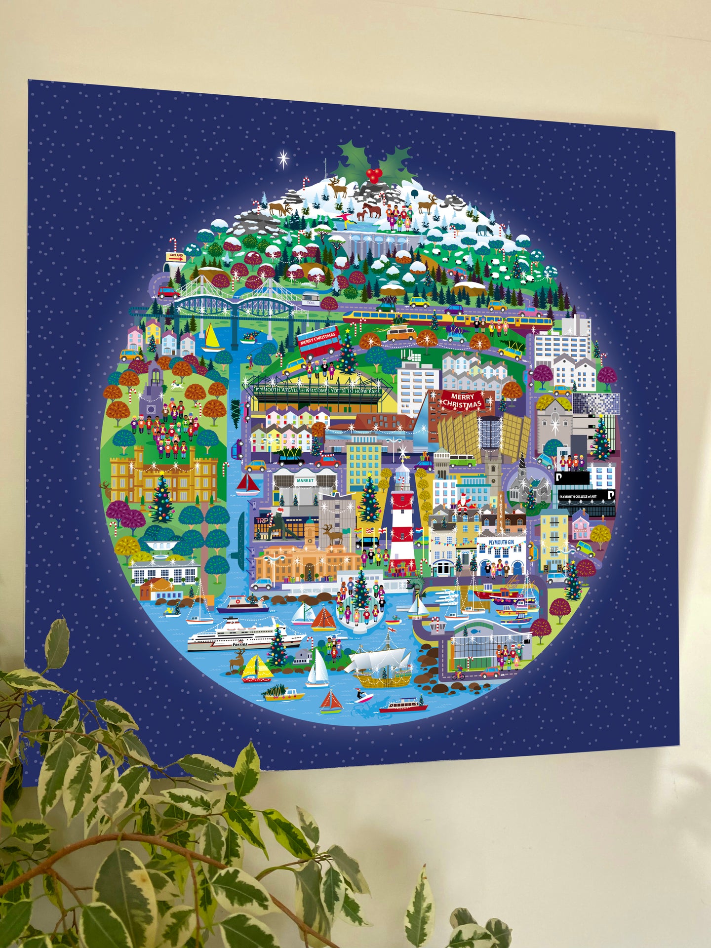 Planet Plymouth Christmas Canvas