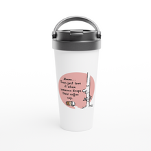 Load image into Gallery viewer, White 15oz Stainless Steel Travel Mug